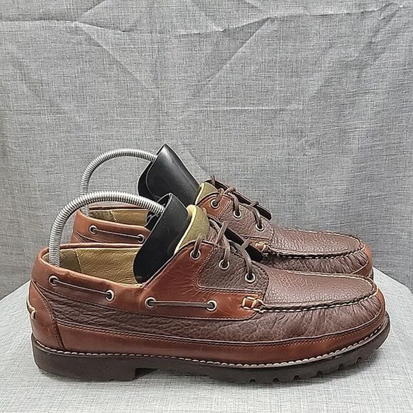LL Bean Alagash bison handsewn Oxford Raisin brown leather rubber sole men\'s 14 main image 13